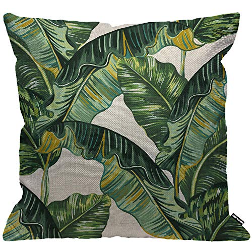 HGOD DESIGNS Bananenblätter-Kissenbezug, tropische Blätter, Dschungelblatt, Überwurf-Kissenbezug, Zuhause, dekorativ für Männer/Frauen, Wohnzimmer, Schlafzimmer, Sofa, Stuhl, 45 x 45 cm von HGOD DESIGNS