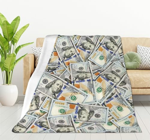 HGOD DESIGNS Decke mit Dollar-Muster, glatt, weich, Hundert-Dollar-Scheindruck, Überwurfdecke für Sofa, Stuhl, Bett, Büro, Geschenk, 100 x 130 cm von HGOD DESIGNS