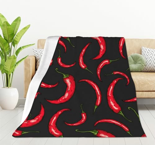 HGOD DESIGNS Hot Chili Pepper Fleece-Überwurf, ultraweich, gemütlich, blühend, dekorative Flanelldecke, für Zuhause, Couch, Bett, Stuhl, Reisen, 130 x 150 cm von HGOD DESIGNS