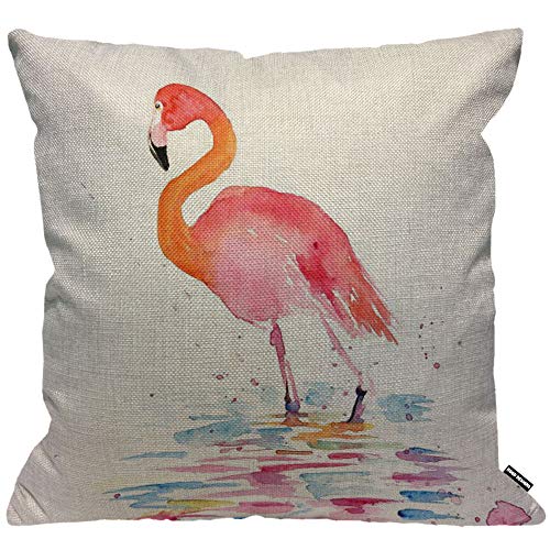 HGOD DESIGNS Kissenbezug Aquarell Flamingo Ständer EIN Das Wasser Kissenhülle Haus Dekorativ Für Männer/Frauen/Jungen/Mädchen Wohnzimmer Schlafzimmer Sofa Stuhl Kissenbezüge 45X45cm von HGOD DESIGNS