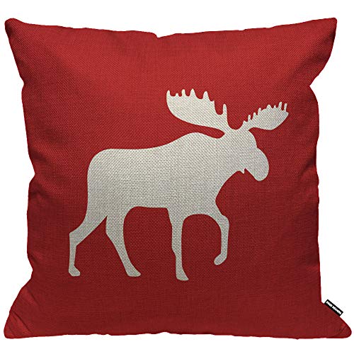 HGOD DESIGNS Kissenbezug Elch Moose Tier Bestie Geweih Gehört Rentiere Elche Rot Kissenhülle Haus Dekorativ Für Männer/Frauen/Jungen/Mädchen Wohnzimmer Schlafzimmer Sofa Stuhl Kissenbezüge 45X45cm von HGOD DESIGNS