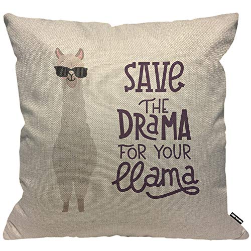 HGOD DESIGNS Kissenbezug Lama Niedlich Alpaka Mit Brille Mit Beschriftung Speichern Der Traum Für Ihr Lama Kissenhülle Haus Dekorativ Für Wohnzimmer Schlafzimmer Sofa Stuhl Kissenbezüge 45X45cm von HGOD DESIGNS