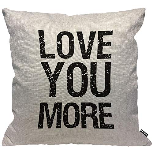 HGOD DESIGNS Kissenbezug Love You More Brief Kissenhülle Haus Dekorativ Für Männer/Frauen/Jungen/Mädchen Wohnzimmer Schlafzimmer Sofa Stuhl Kissenbezüge 45X45cm von HGOD DESIGNS