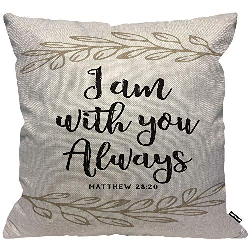 HGOD DESIGNS Kissenbezug Matthew Jesus I Am With You Always Bibel Scripture Design, Dekokissen für Männer/Frauen, Wohnzimmer, Schlafzimmer, Sofa, Stuhl, 45 x 45 cm von HGOD DESIGNS