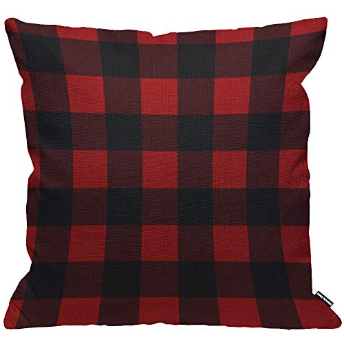 HGOD DESIGNS Kissenbezug Schwarz Und Rot Preppy Buffalo Prüfen Kariert Kissenhülle Haus Dekorativ Für Männer/Frauen/Jungen/Mädchen Wohnzimmer Schlafzimmer Sofa Stuhl Kissenbezüge 45X45cm von HGOD DESIGNS