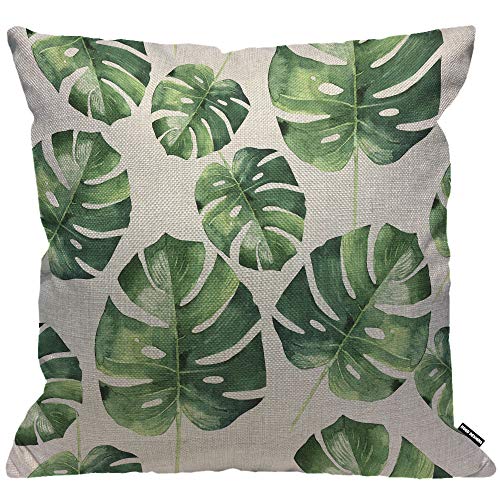 HGOD DESIGNS Kissenbezug Tropisch Hawaii Blätter Handfläche Baum Kissenhülle Haus Dekorativ Für Männer/Frauen/Jungen/Mädchen Wohnzimmer Schlafzimmer Sofa Stuhl Kissenbezüge 45X45cm von HGOD DESIGNS