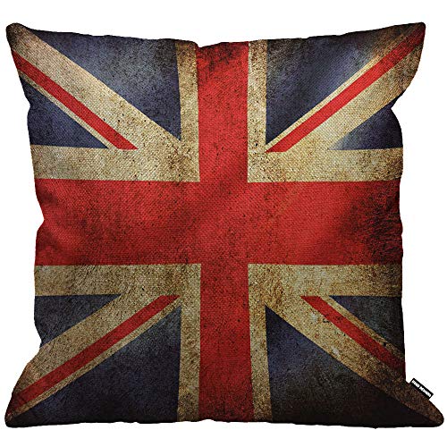 HGOD DESIGNS Kissenbezug Uk Flag Vintage United Königreich Flagge Kissenhülle Haus Dekorativ Für Männer/Frauen/Jungen/Mädchen Wohnzimmer Schlafzimmer Sofa Stuhl Kissenbezüge 45X45cm von HGOD DESIGNS