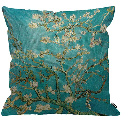 HGOD DESIGNS Kissenbezug Van Gogh Klassisch Kunst Malerei Mandel Blühen Baum Kissenhülle Haus Dekorativ Für Männer/Frauen/Jungen/Mädchen Wohnzimmer Schlafzimmer Sofa Stuhl Kissenbezüge 45X45cm von HGOD DESIGNS