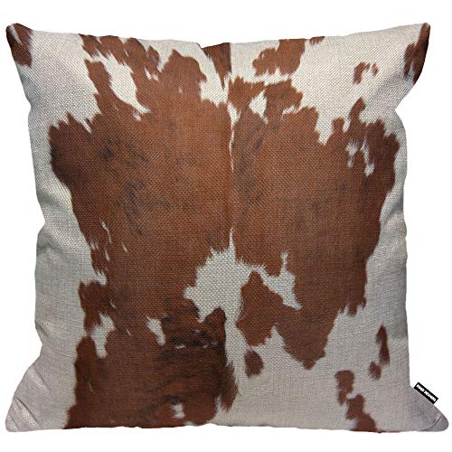 HGOD DESIGNS Kissenbezug aus Rindsleder, Bauernhof-Tier, braunes Rindsleder-Druck, Kuh-Dekoration, für Männer/Frauen, Wohnzimmer, Schlafzimmer, Sofa, Stuhl, 45 x 45 cm von HGOD DESIGNS