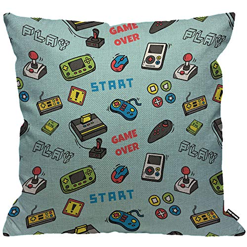 HGOD DESIGNS Gamer-Kissenbezug, Videospiel und Spielgriff, Muster, Wurfkissen, Heimdekoration, für Männer/Frauen, Wohnzimmer, Schlafzimmer, Sofa, Stuhl, 45 x 45 cm von HGOD DESIGNS