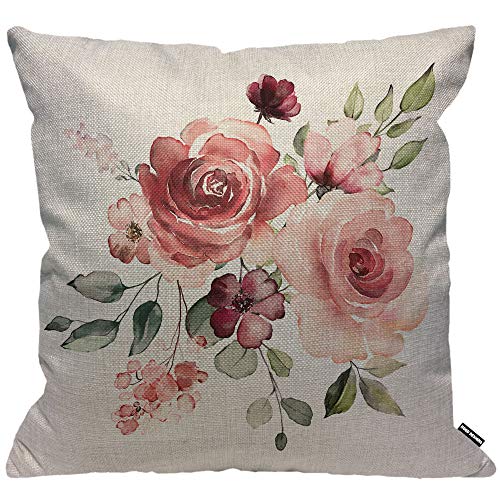 HGOD DESIGNS Kissenbezug, Blumen-Blattknospen, Aquarell, Überwurf-Kissenbezug, Zuhause, dekorativ für Männer/Frauen, Wohnzimmer, Schlafzimmer, Sofa, Stuhl, 45 x 45 cm von HGOD DESIGNS