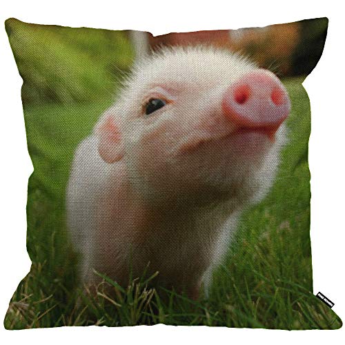 HGOD DESIGNS Kissenbezug mit Schweinchenmotiv, niedliches Babyschwein, Baumwolle, Leinen, quadratisch, Standard-Kissenbezug für Männer und Frauen, Heimdekoration, Sofa, Wohnzimmer, 45.7 x 45.7 cm von HGOD DESIGNS