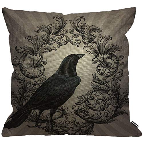 HGOD DESIGNS Kissenbezug, modernes Vintage-Krähe, Überwurf-Kissenbezug, Heimdekoration für Männer/Frauen, Wohnzimmer, Schlafzimmer, Sofa, Stuhl, 45 x 45 cm von HGOD DESIGNS