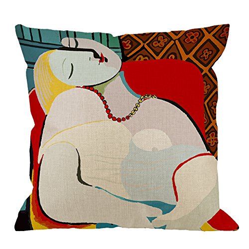 HGOD DESIGNS Picasso Le Reve The Dream Wurfkissenbezug Kissenbezug Standard-Kissenbezug für Männer und Frauen, Heimdekoration, Sofa, Sessel, Schlafzimmer, Wohnzimmer, 45,7 x 45,7 cm Kissenbezug von HGOD DESIGNS