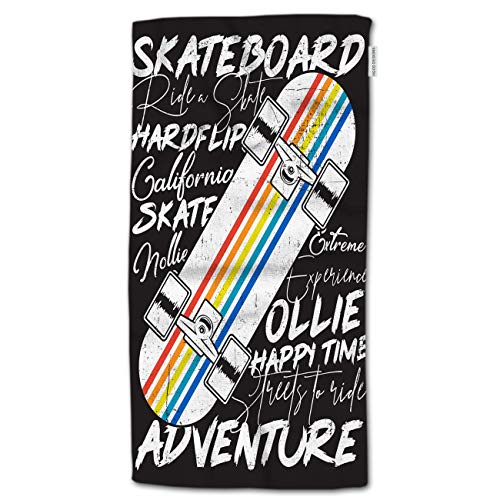 HGOD DESIGNS Skateboard-Handtücher, buntes Skateboard-Poster, 100% Baumwolle, weiche Badetücher für Badezimmer, Küche, Hotel, Spa, 38,1 x 76,2 cm von HGOD DESIGNS