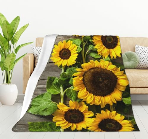 HGOD DESIGNS Sonnenblumen-Decke, superweiche Sonnenblumen auf Holzbrett, Überwurfdecke, 130 x 150 cm, Decke für Bett, Couch, Stuhl, Herbst, Winter, Camping, Wohnzimmer, Büro HGOD DESIGNS Sonnenblumen-Decke, superweiche Sonnenblumen auf Holzbrett, Überwurfdecke, 130 x 150 cm, Decke für Bett, Couch, Stuhl, Herbst, Winter, Camping, Wohnzimmer, Büro von HGOD DESIGNS