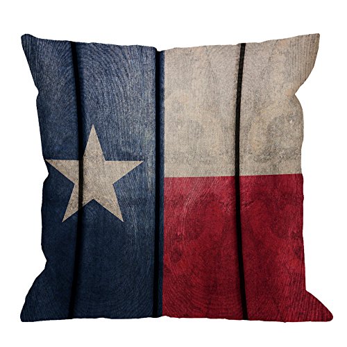 HGOD DESIGNS Texas-Flaggen-Kissenbezüge, dekoratives Wurfkissen im Vintage-Design, aus Holz, Texas-Flagge, Kissenbezüge aus Baumwollleinen, für drinnen und draußen, quadratisch, Couch, 45.7 x 45.7 cm von HGOD DESIGNS