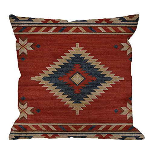 HGOD DESIGNS Vintage Southwest American Throw Pillow Case,Cotton Linen Cushion Cover Square Standard Home Decorative for Men/Women 45,7 x 45,7 cm Red .. von HGOD DESIGNS