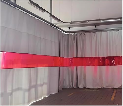 HGOuhK Handläufe Flame Retardant Welding Screen, Welding Divider Screens with Red Viewing Window, Industrial Welding Curtain Silicone Coated für Indoor Treppen Loft Porch Handschiene(1x2 m/3.3x6.6 ft) von HGOuhK