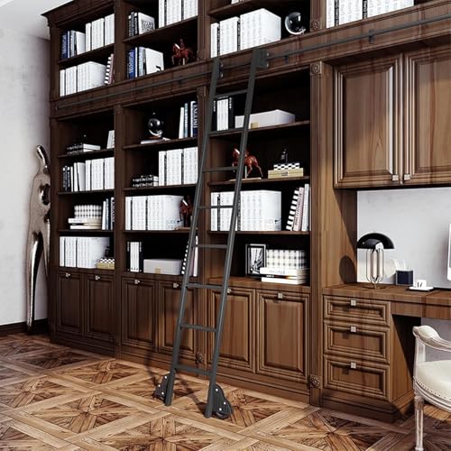 HGOuhK Rollleiter-Hardware-Kit Bibliotheks-Rollleiter-Hardware-Kit for Heim-/Innen-/Dachboden-Gleitschienen für Schiebetür(3.3ft/100cm Track Kit) von HGOuhK