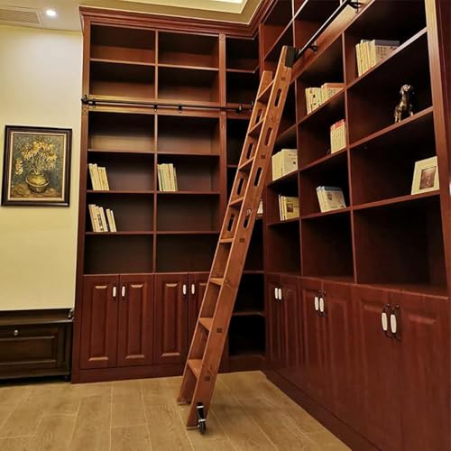 HGOuhK Rollleiter-Hardware-Kit Hochleistungs-Schiebeleiter-Kit for rollende Bibliotheksleitern. Langlebige Gleitschienen for einfachen Zugang und Mobilität für Schiebetür(16ft/500cm Track kit) von HGOuhK