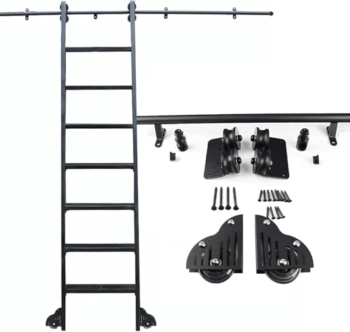 HGOuhK Rollleiter-Hardware-Kit Schiebeleiter-Hardware-Kit for Bibliotheken, mit Bodenrollenrad, mobiler Leiterschiene for den Heim- oder Bürogebrauch für Schiebetür HGOuhK Rollleiter-Hardware-Kit Schiebeleiter-Hardware-Kit for Bibliotheken, mit Bodenrollenrad, mobiler Leiterschiene for den Heim- oder Bürogebrauch für Schiebetür von HGOuhK