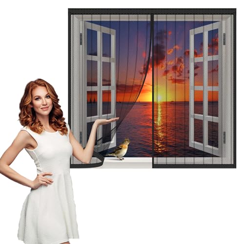 Magnet Fliegengitter Fenster, Insektenschutz Magnet Fliegenvorhang, Auto Schließen Magnetische Adsorption, Ohne Bohren Selbstklebend, für Türen/Fenster-140×130cm(55x51inch) von HGPFCB