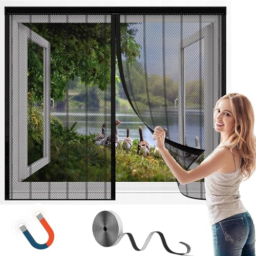 Magnet Fliegengitter Fenster,Insektenschutz Tür Fliegenvorhang Moskitonetz Fenster,Magnetischer Fliegenvorhang,Auto Schließen Magnetische Adsorption,für Alle Fenster, Balkontür Terrassen Wohnzimmer von HGPFCB