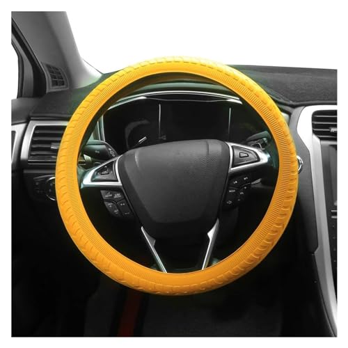Auto Lenkradbezug Auto Lenkrad Abdeckung Textur Weiche Lenkrad Autos Zubehör Universal Auto Lenkradschale(Yellow) von HGPVPKZAZD