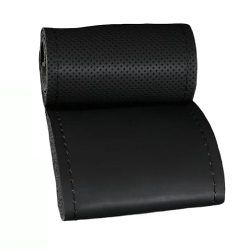 Auto Lenkradbezug Leder-Lenkradbezug Fürs Auto Mit Handarbeit Universeller 38 Cm Langer Langlebiger Lenkradbezug Fürs Auto Auto Lenkradschale(Black thread) von HGPVPKZAZD