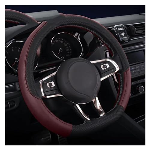Auto Lenkradbezug Universelle 38 Cm 15 Zoll Auto-Lenkradabdeckung Stilvolle Rutschfeste Auto-Innenausstattungs-Sets Auto Lenkradschale(38CM-D-wine color) von HGPVPKZAZD