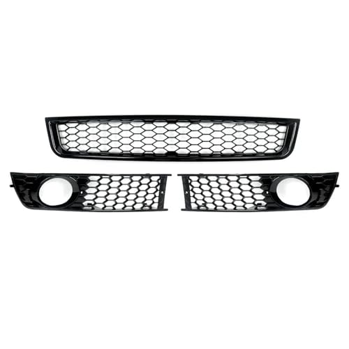 Kühlergrill Vorne Für A4 Für B6 Limousine 2002 2003 2004 2005 BLK 2x Front Stoßstange Nebel Licht Grill + Unteren Kühlergrill Frontgrill Rahmen von HGPVPKZAZD