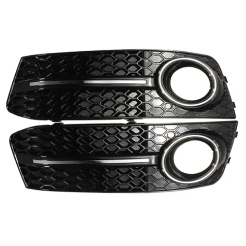 Kühlergrill Vorne Für A4 Für B8 2009-2011 Standard Stoßstange Nebelscheinwerfer Abdeckung Kühlergrill Chrom/Schwarz Auto Front Nebelscheinwerfer Mesh Grill Frontgrill Rahmen(Chrome Silver) von HGPVPKZAZD