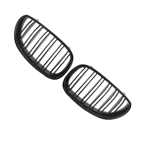 Kühlergrill Vorne Für E60 Für E61 2003 2004 2005 2006 2007 2008 2009 2010 Doppellamellen-Frontstoßstangengrill Racing Grill Trim Frontgrill Rahmen(Dual Glossy Black) von HGPVPKZAZD