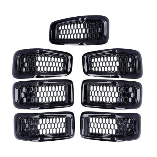 Kühlergrill Vorne Für Jeep Für Cherokee 2014 2015 2016 2017 2018 Auto Vorderen Stoßfänger Zentrale Kühlergrill Abdeckung Trim Mesh Racing Grill Frontgrill Rahmen(Glossy Black) von HGPVPKZAZD