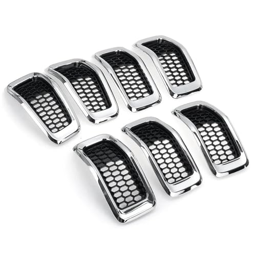 Kühlergrill Vorne Für Jeep Für Cherokee 2014 2015 2016 2017 2018 Frontschürze Kühlergrill Mesh Grill Abdeckung Trim Decor Frontgrill Rahmen(Chrome Silver) von HGPVPKZAZD