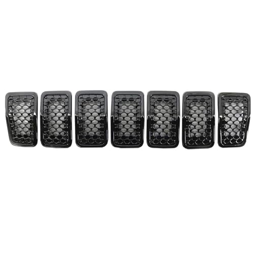 Kühlergrill Vorne Für Jeep Für Cherokee 2019 2020 2021 2022 7 PCS Auto Vorderen Stoßfänger Zentrale Grill Abdeckung Trim Mesh Racing Gitter Frontgrill Rahmen(Glossy Black) von HGPVPKZAZD