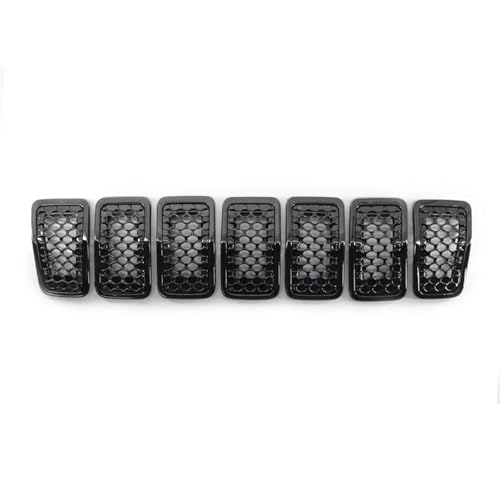 Kühlergrill Vorne Für Jeep Für Cherokee 2019 2020 2021 Helle Schwarz Außen Racing Grille Auto ABS Front Mesh Racing Grills Frontgrill Rahmen(Bright black) von HGPVPKZAZD