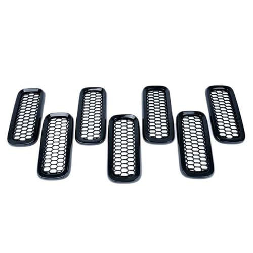Kühlergrill Vorne Für Jeep Für Renegade 2015 2016 2017 ABS Schwarz 7Pcs Front Grid Grille Einsätze Racing Grill Rahmen Trim Frontgrill Rahmen(Inside) von HGPVPKZAZD