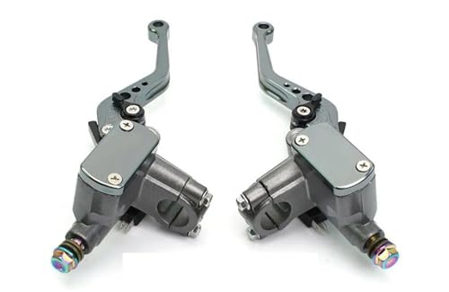 Kupplungs Bremshebel 7/8" 22 Mm Motorrad Universal Lenker Hydraulische Kupplung Kit Hauptbremszylinder Kit Motorrad Hebel Bremshebel(Grey Set) von HGPVPKZAZD