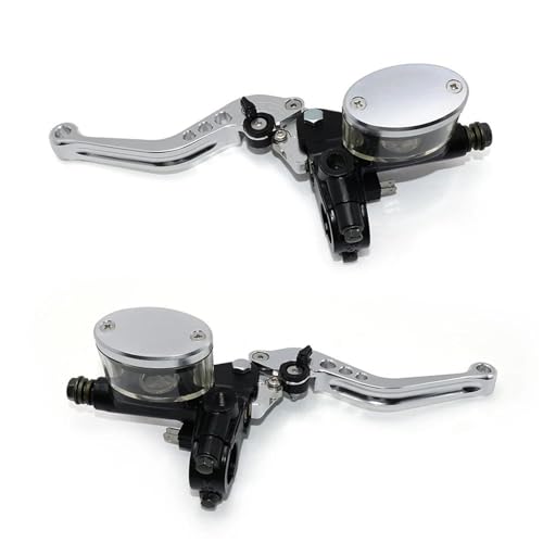 Kupplungs Bremshebel Motorrad Bremse Kupplung Hebel Einstellbare Geschwindigkeit Griff Hydraulische Hauptzylinder Universal Für Langlebig Motorrad Hebel Bremshebel(Silver) von HGPVPKZAZD