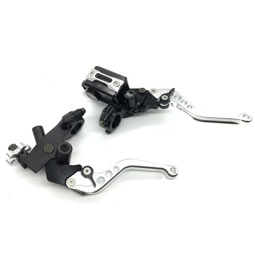 Kupplungs Bremshebel Motorrad Bremskupplungspumpenhebel Hydraulischer Hauptzylinder Zubehör 7/8" 12,7 Mm Kolben Universal(Silver) von HGPVPKZAZD