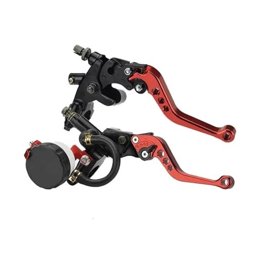 Kupplungs Bremshebel Universal Motorrad Einstellbare Kupplung Bremse Hauptzylinder Reservoir Hebel Kit 7/8 "22 Mm Lenker Motorrad Hebel Bremshebel(Red) von HGPVPKZAZD