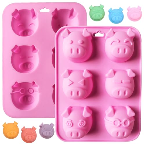 HGSHUO Glücksschweinchen Silikonformen Schweinchen Backform Schokoladenformen Schwein Form Eiswürfelform Süßigkeiten Schokoladenform DIY Mousse Gelee Dessert Soap Ostern Weihnachten A von HGSHUO