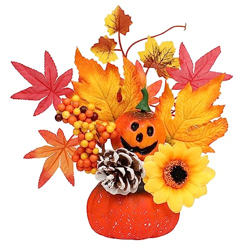 HGSHUO Halloween Kürbis Deko Herbst Dekoration Kürbis Tannenzapfen Eicheln Ahornblätter Gefälschte Kürbisse Halloween Thanksgiving Weihnachten Home Halloween Dekoration von HGSHUO