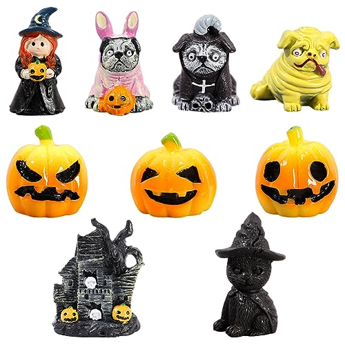 HGSHUO Halloween Ornamente Mini Halloween Figuren Tortendeko Halloween Deko Kürbis Zauberer Vampir Fledermäuse Geist Harz Figur Garten Bonsai Tisch Halloween Mitgebsel Kinder von HGSHUO