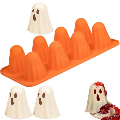 HGSHUO Halloween Silikonformen Backform Geister Mousse Kuchenform Silikon Kuchenbackform Halloween Ghost Soap Geister Form Motivbackformen Pudding Muffin von HGSHUO