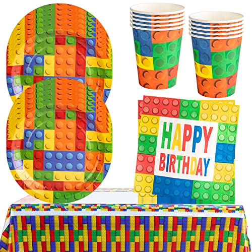 HGSHUO Partygeschirr Kindergeburtstag Deko Geburtstag Party Geschirr Tischdecke Pappteller Becher Servietten Happy Birthday Partygeschirr Geburtstagsparty Hochzeit Tischdeko Set 10 Persone von HGSHUO