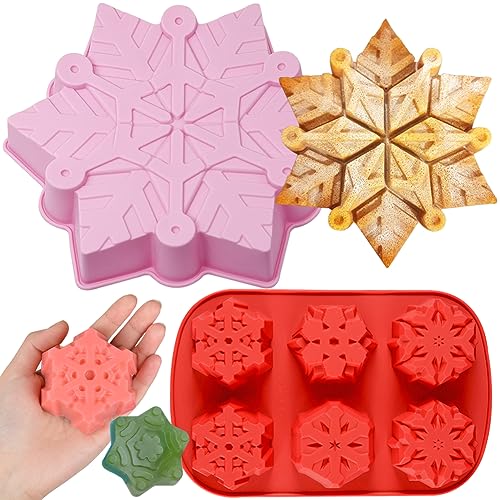 HGSHUO Schneeflocke Silikonform Backform Weihnachten Kuchenform Silikon Kuchenbackform Schokoladenformen Weihnachten Form Mousse Soap Motivbackformen von HGSHUO