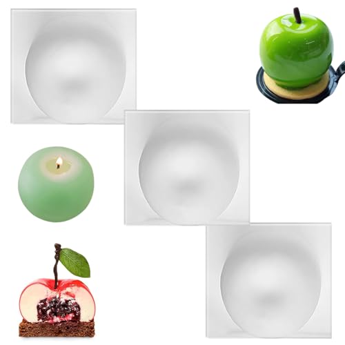 HGSHUO Silikonform Weihnachten Backform Apfel Form Silikon Kuchenform Rund Kuchenbackform Mousse Dessert Kerzenform Apfel Motivbackformen Weihnachten 3 Stück von HGSHUO